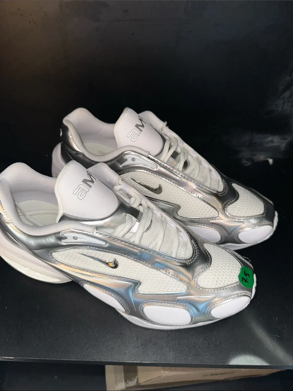 Nike Men's Silver and White Running Sneakers